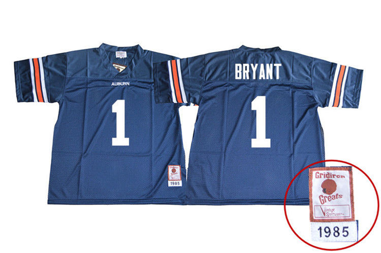 Men's Auburn Tigers #1 Big Cat Bryant 1985 Throwback Navy College Stitched Football Jersey